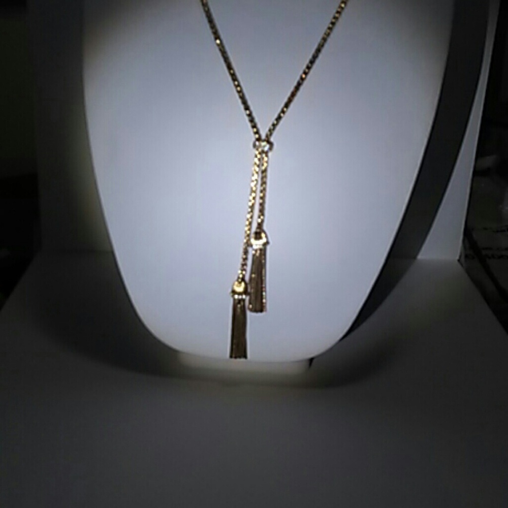 J. Crew necklace with tassles gold box chain